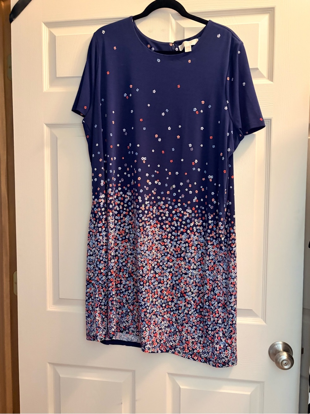 MICHAEL Michael Kors Navy Dress with Red, White & Pink Floral Print